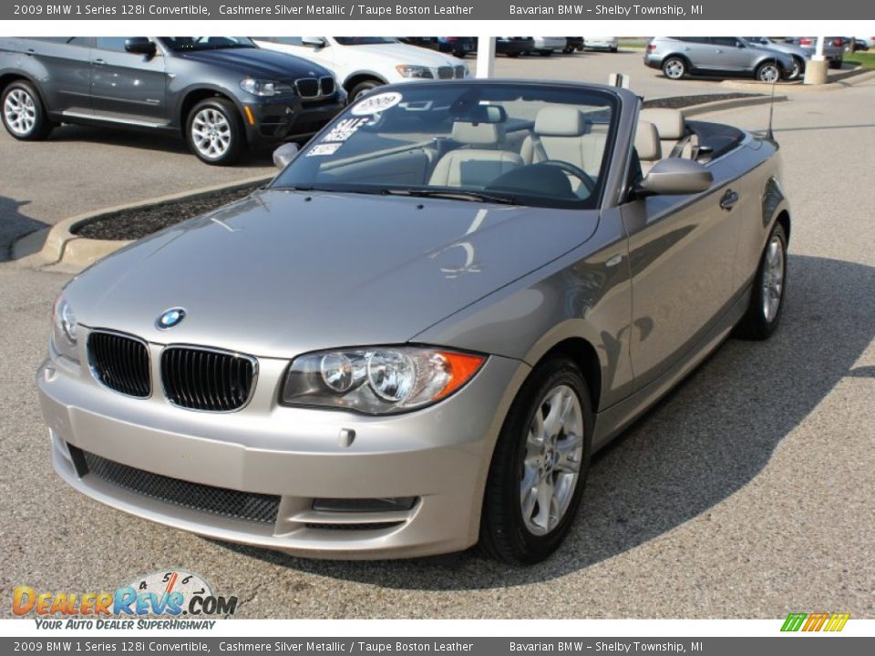 2009 BMW 1 Series 128i Convertible Cashmere Silver Metallic / Taupe Boston Leather Photo #1
