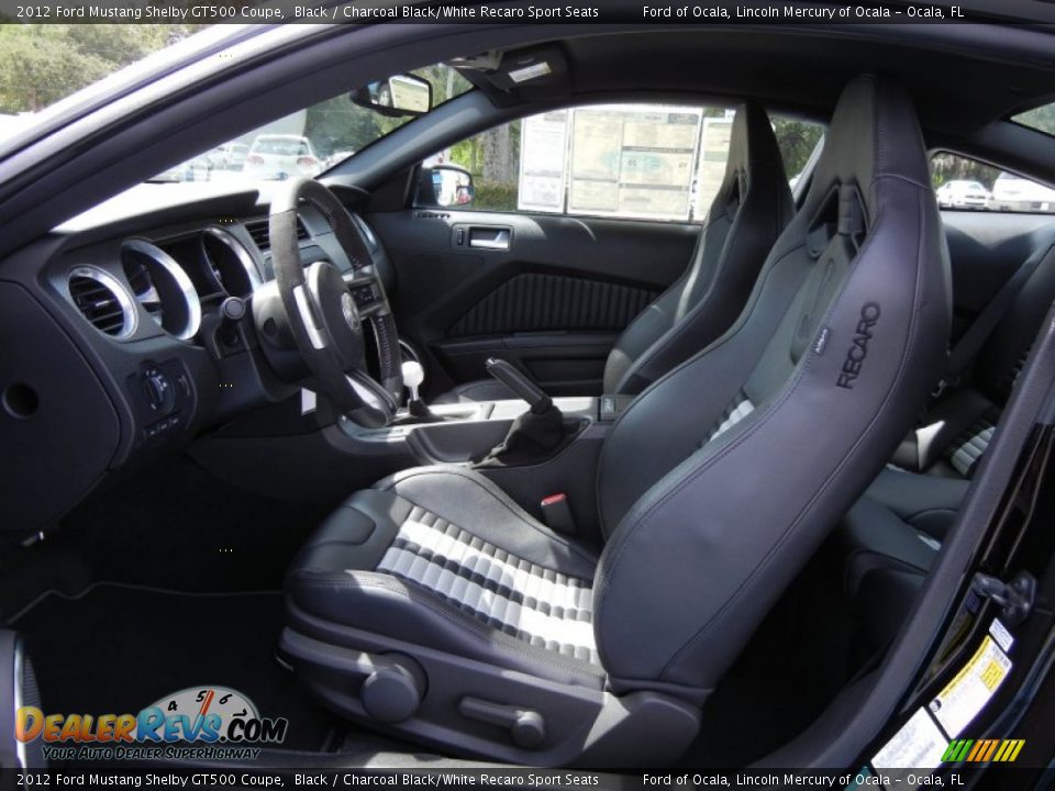 Charcoal Black/White Recaro Sport Seats Interior - 2012 Ford Mustang Shelby GT500 Coupe Photo #8