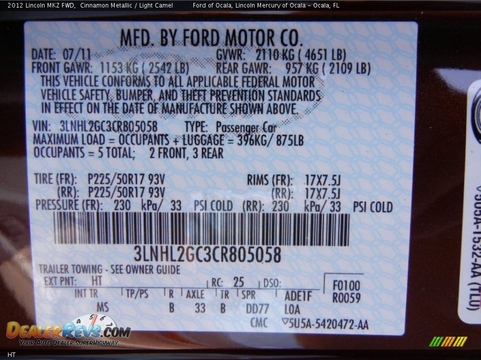 Lincoln Color Code HT Cinnamon Metallic