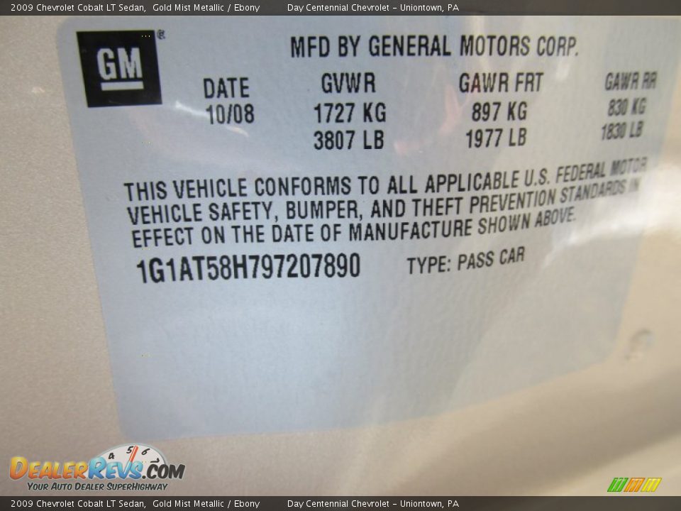 2009 Chevrolet Cobalt LT Sedan Gold Mist Metallic / Ebony Photo #14