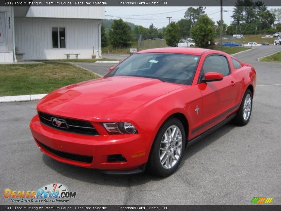 2012 Ford Mustang V6 Premium Coupe Race Red / Saddle Photo #2