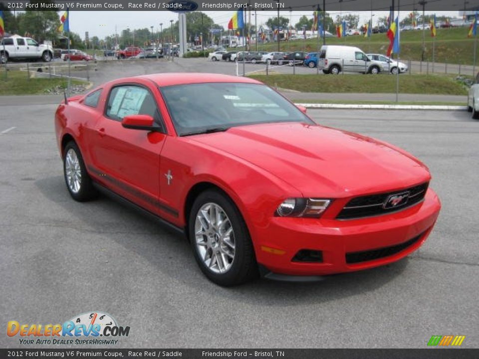 2012 Ford Mustang V6 Premium Coupe Race Red / Saddle Photo #4
