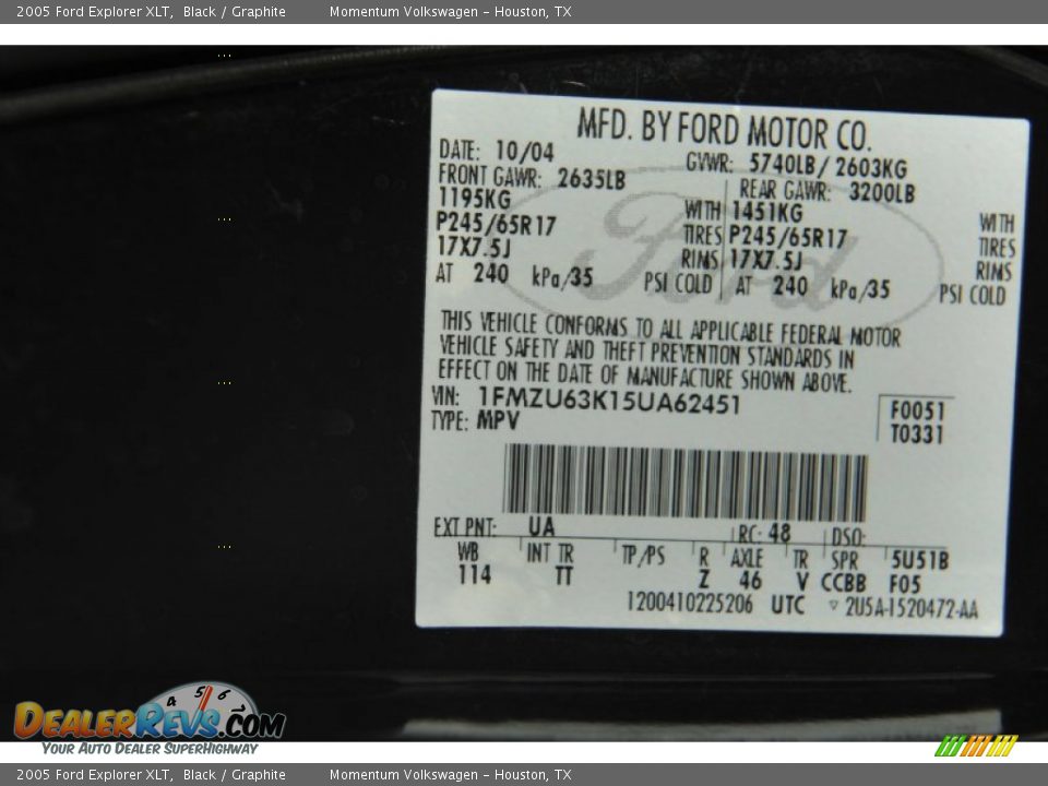 2005 Ford Explorer XLT Black / Graphite Photo #8