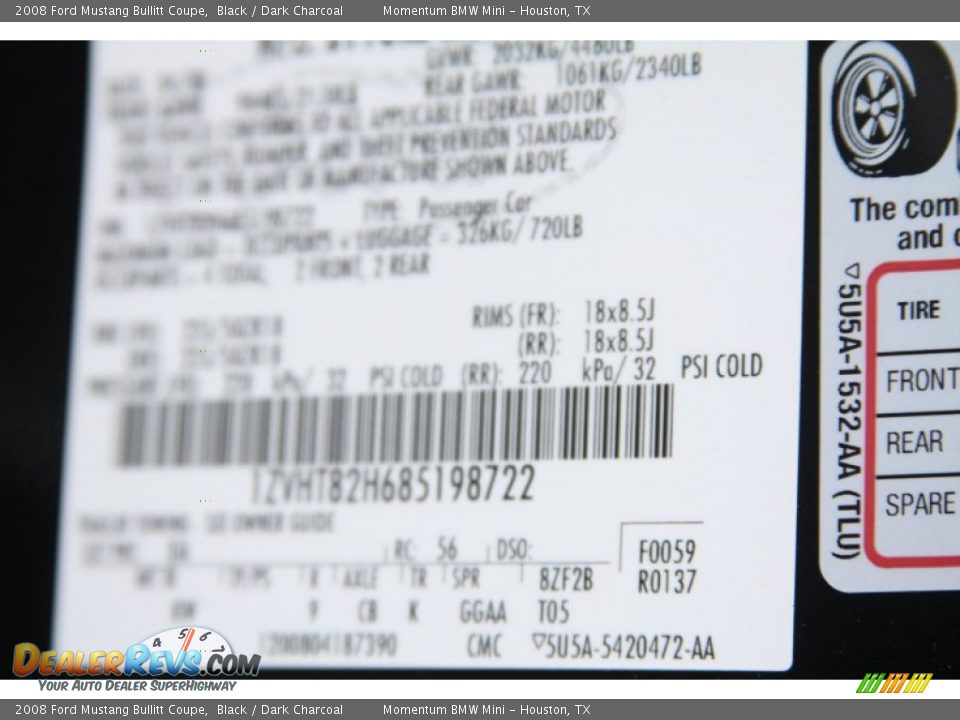2008 Ford Mustang Bullitt Coupe Black / Dark Charcoal Photo #10