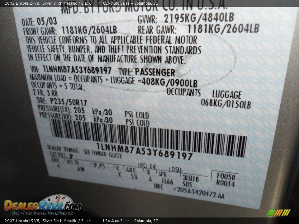 2003 Lincoln LS V8 Silver Birch Metallic / Black Photo #34