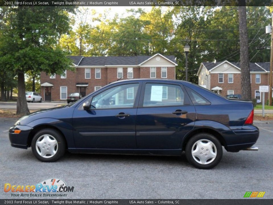 2003 Ford Focus LX Sedan Twilight Blue Metallic / Medium Graphite Photo #7