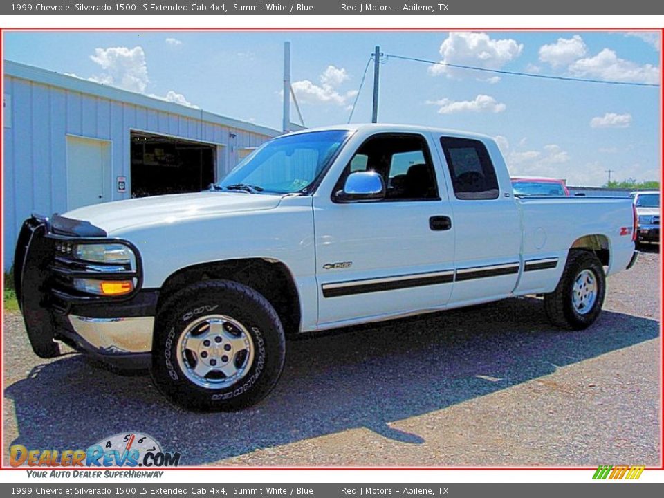 1999 Chevrolet Silverado 1500 LS Extended Cab 4x4 Summit White / Blue Photo #1