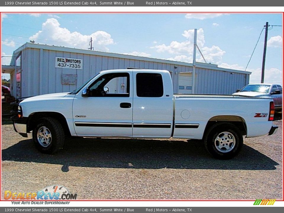 1999 Chevrolet Silverado 1500 LS Extended Cab 4x4 Summit White / Blue Photo #2