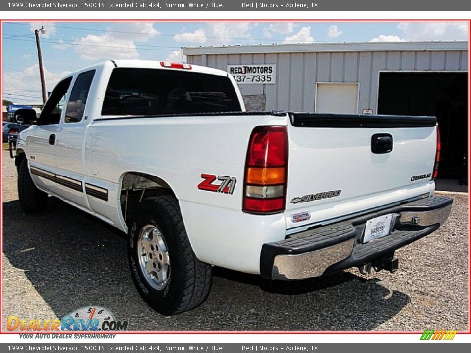 1999 Chevrolet Silverado 1500 LS Extended Cab 4x4 Summit White / Blue Photo #3