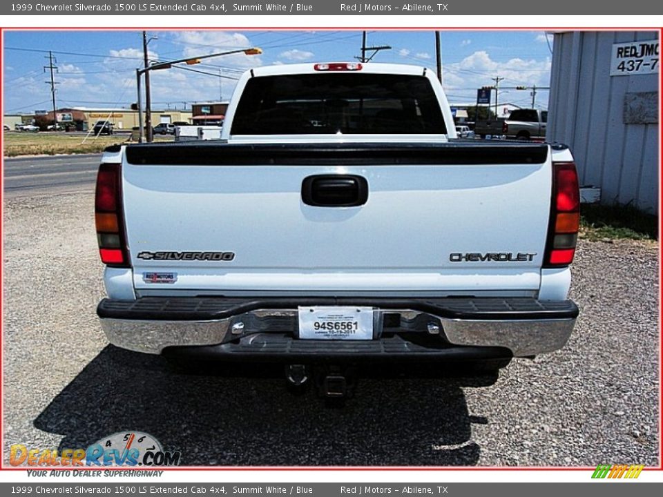 1999 Chevrolet Silverado 1500 LS Extended Cab 4x4 Summit White / Blue Photo #4