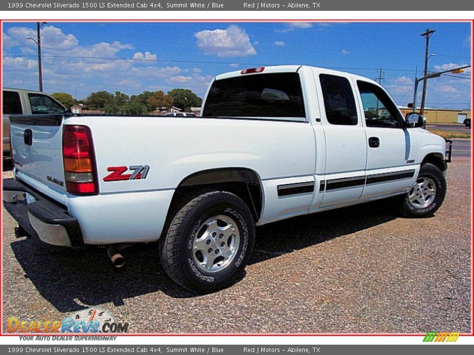 1999 Chevrolet Silverado 1500 LS Extended Cab 4x4 Summit White / Blue Photo #7