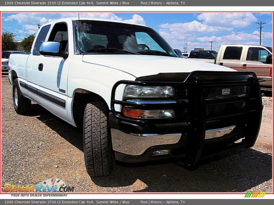 1999 Chevrolet Silverado 1500 LS Extended Cab 4x4 Summit White / Blue Photo #10