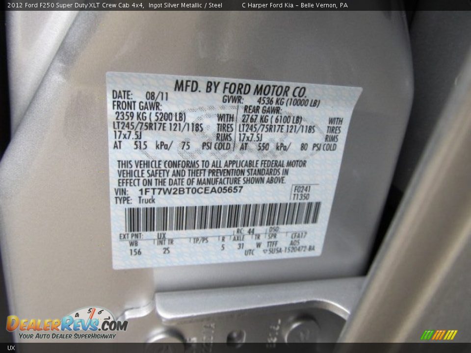 Ford Color Code UX Ingot Silver Metallic