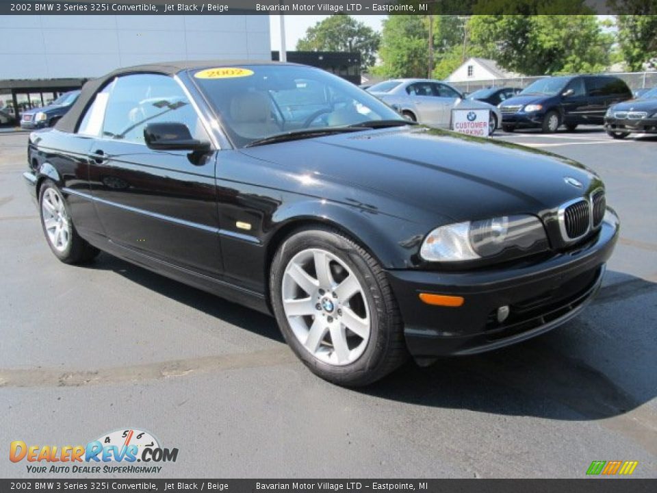 2002 BMW 3 Series 325i Convertible Jet Black / Beige Photo #7