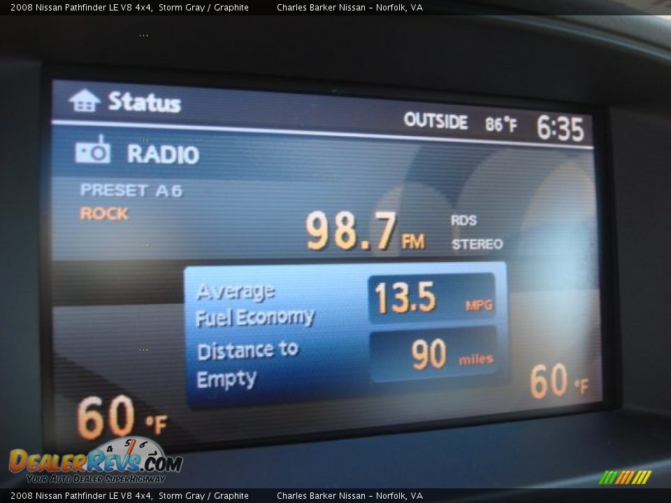 2008 Nissan Pathfinder LE V8 4x4 Storm Gray / Graphite Photo #13