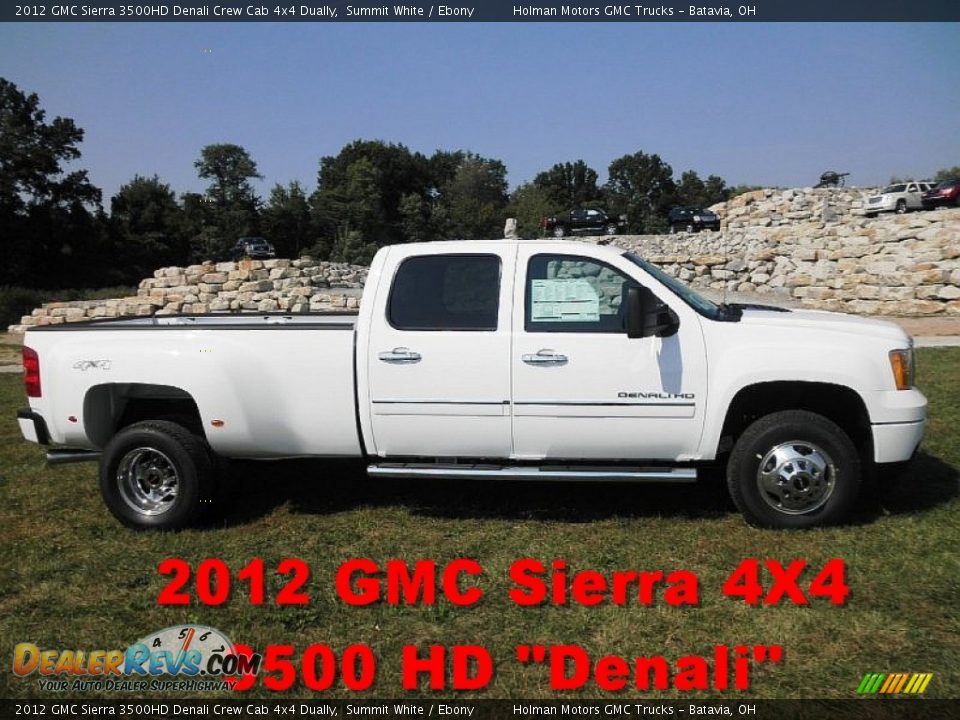 2012 GMC Sierra 3500HD Denali Crew Cab 4x4 Dually Summit White / Ebony Photo #1