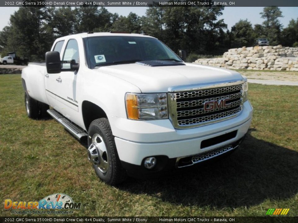 2012 GMC Sierra 3500HD Denali Crew Cab 4x4 Dually Summit White / Ebony Photo #2