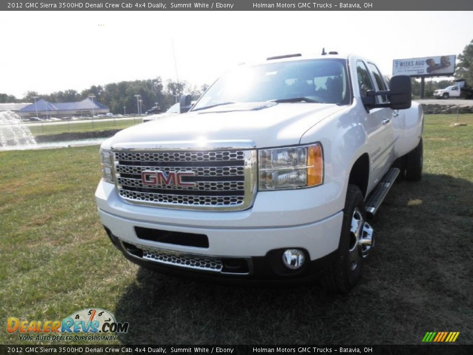 2012 GMC Sierra 3500HD Denali Crew Cab 4x4 Dually Summit White / Ebony Photo #3