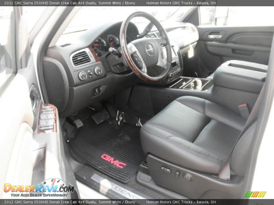 Ebony Interior - 2012 GMC Sierra 3500HD Denali Crew Cab 4x4 Dually Photo #7