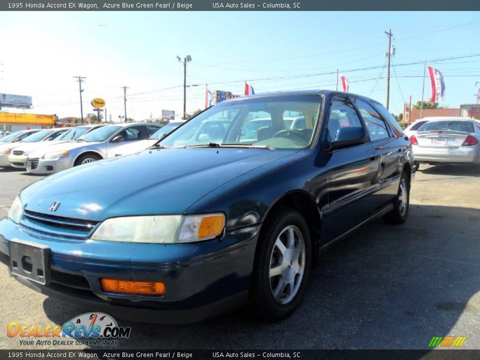 1995 Honda Accord EX Wagon Azure Blue Green Pearl / Beige Photo #2