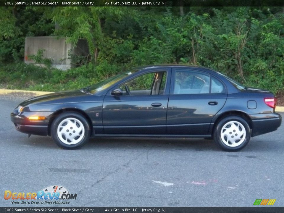 2002 Saturn S Series SL2 Sedan Black Silver / Gray Photo #2