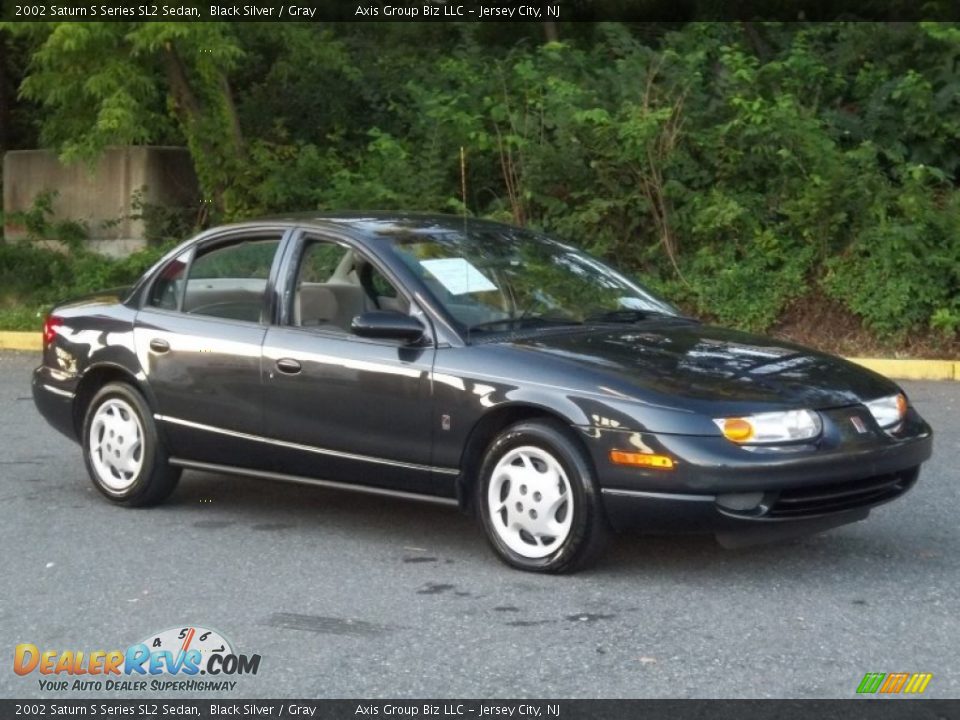 2002 Saturn S Series SL2 Sedan Black Silver / Gray Photo #3