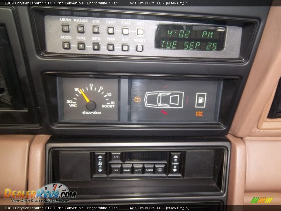 Controls of 1989 Chrysler Lebaron GTC Turbo Convertible Photo #12