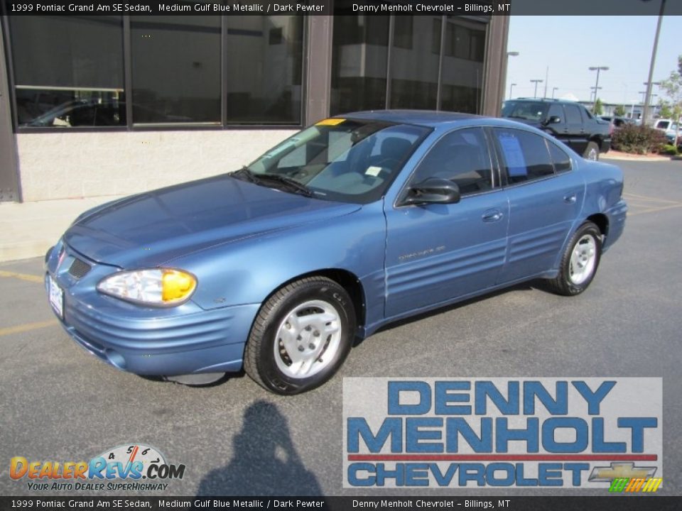 1999 Pontiac Grand Am SE Sedan Medium Gulf Blue Metallic / Dark Pewter Photo #1