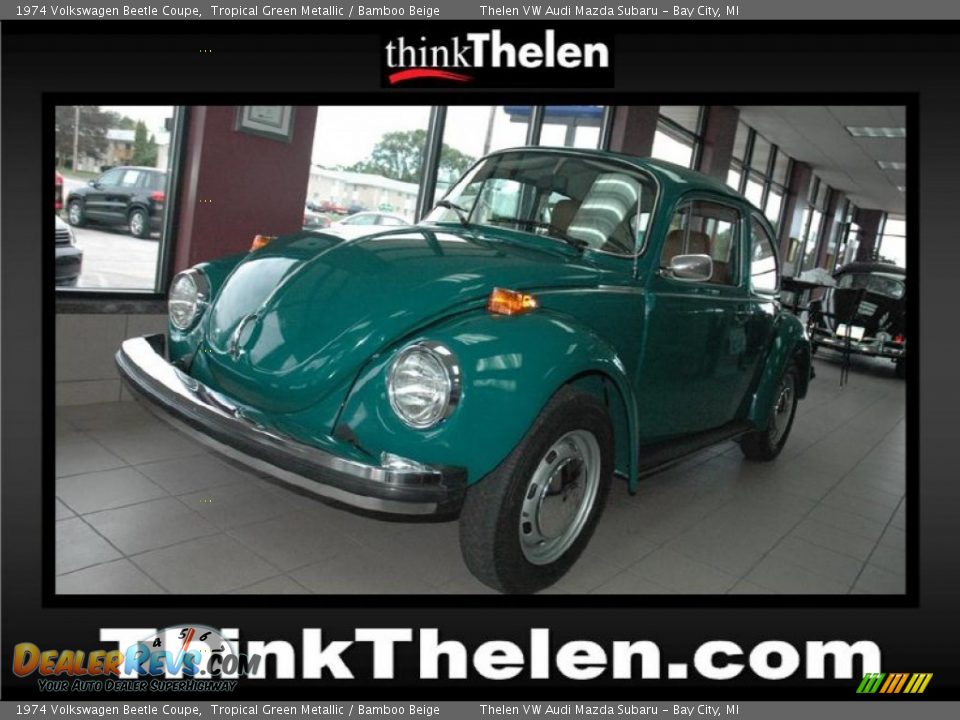 1974 Volkswagen Beetle Coupe Tropical Green Metallic / Bamboo Beige Photo #1