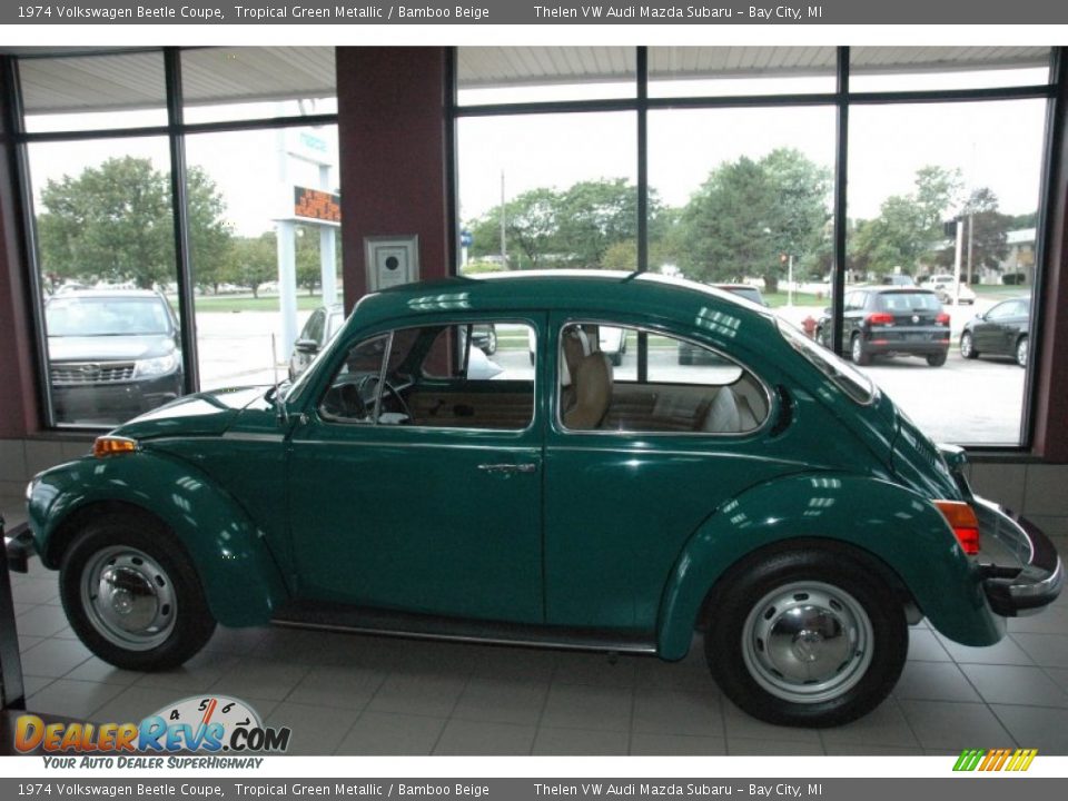 1974 Volkswagen Beetle Coupe Tropical Green Metallic / Bamboo Beige Photo #5