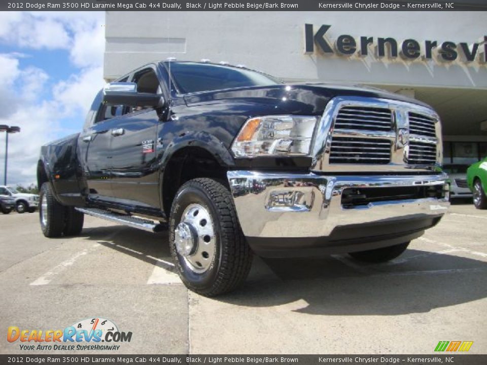 2012 Dodge Ram 3500 HD Laramie Mega Cab 4x4 Dually Black / Light Pebble Beige/Bark Brown Photo #1