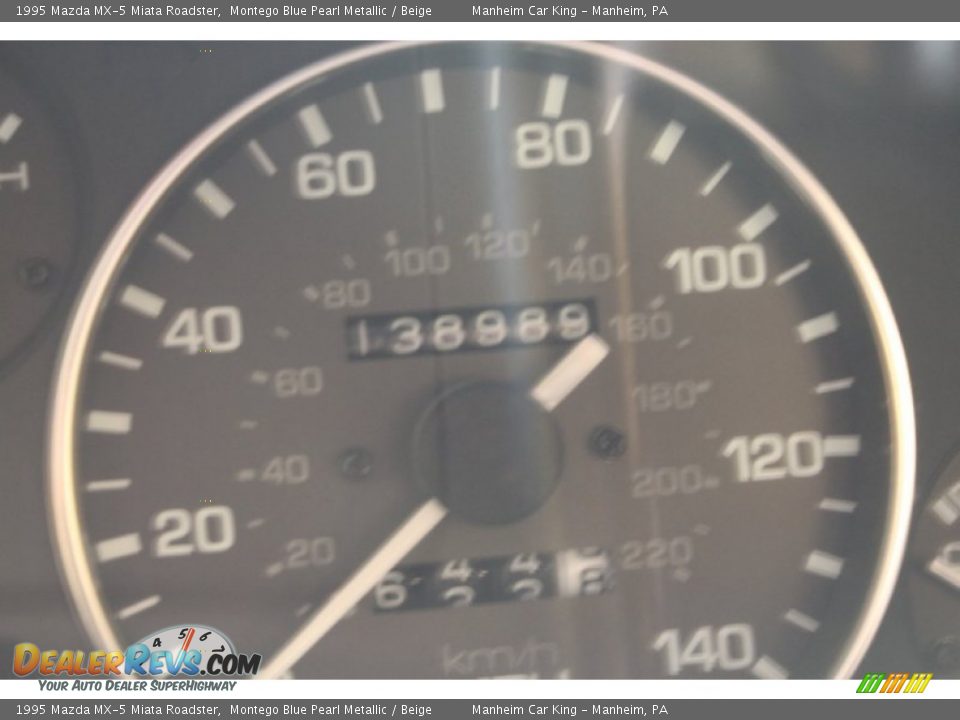 1995 Mazda MX-5 Miata Roadster Montego Blue Pearl Metallic / Beige Photo #7