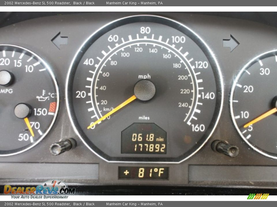 2002 Mercedes-Benz SL 500 Roadster Black / Black Photo #9