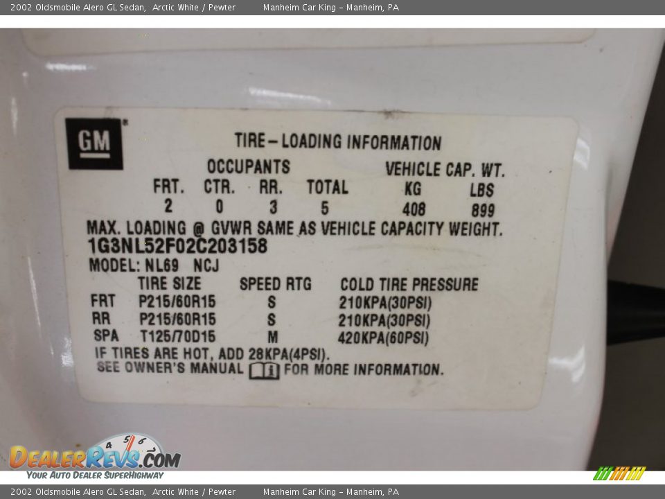2002 Oldsmobile Alero GL Sedan Arctic White / Pewter Photo #8