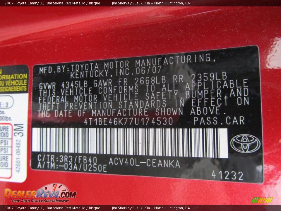 2007 Toyota Camry LE Barcelona Red Metallic / Bisque Photo #14