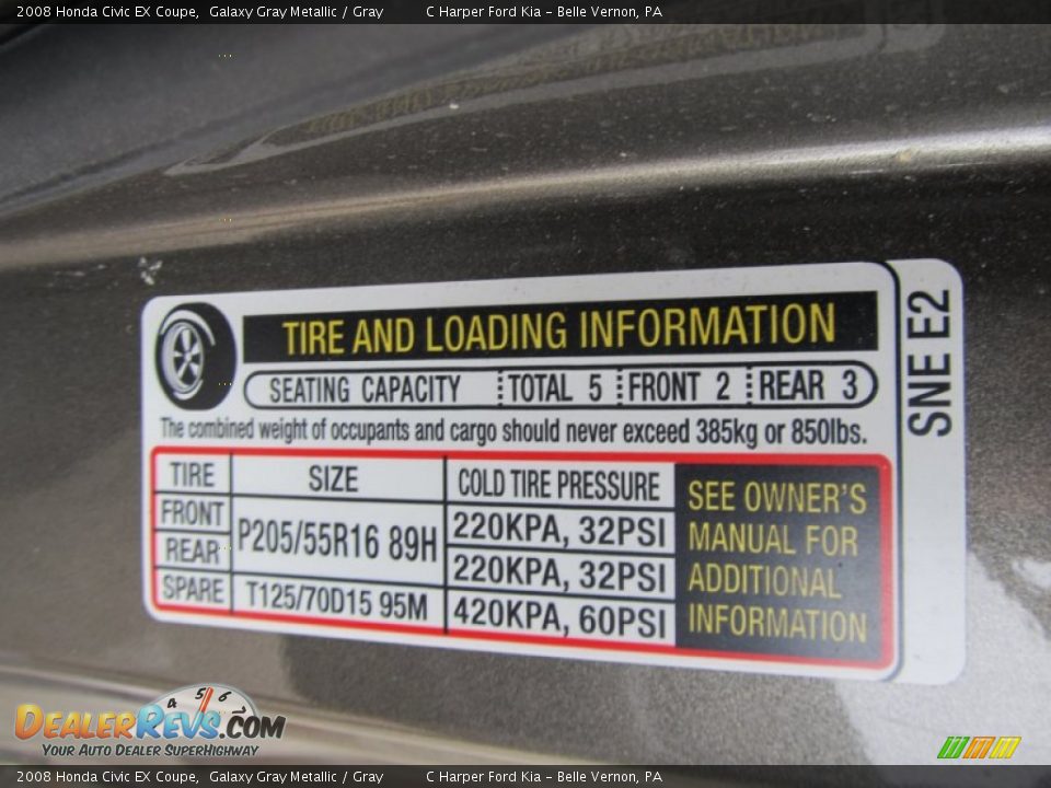 2008 Honda Civic EX Coupe Galaxy Gray Metallic / Gray Photo #23