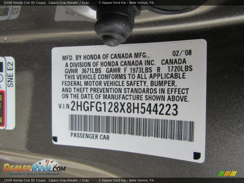 2008 Honda Civic EX Coupe Galaxy Gray Metallic / Gray Photo #24
