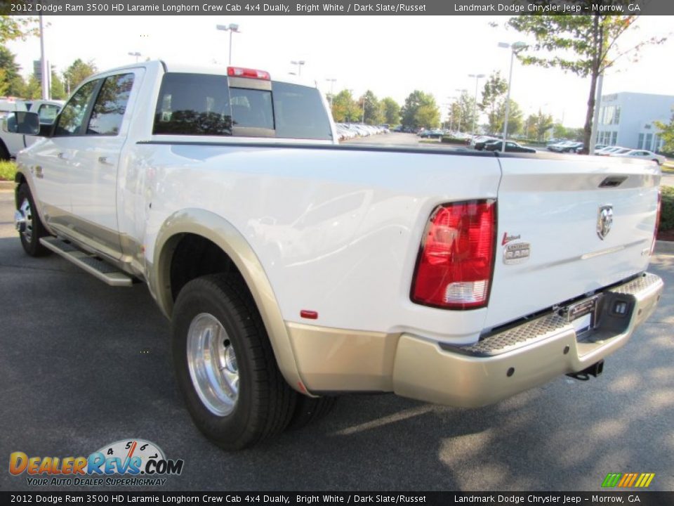 2012 Dodge Ram 3500 HD Laramie Longhorn Crew Cab 4x4 Dually Bright White / Dark Slate/Russet Photo #2