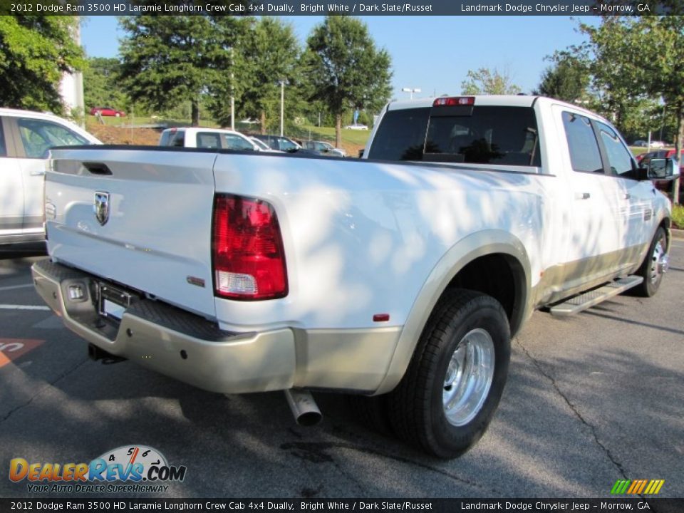 2012 Dodge Ram 3500 HD Laramie Longhorn Crew Cab 4x4 Dually Bright White / Dark Slate/Russet Photo #3