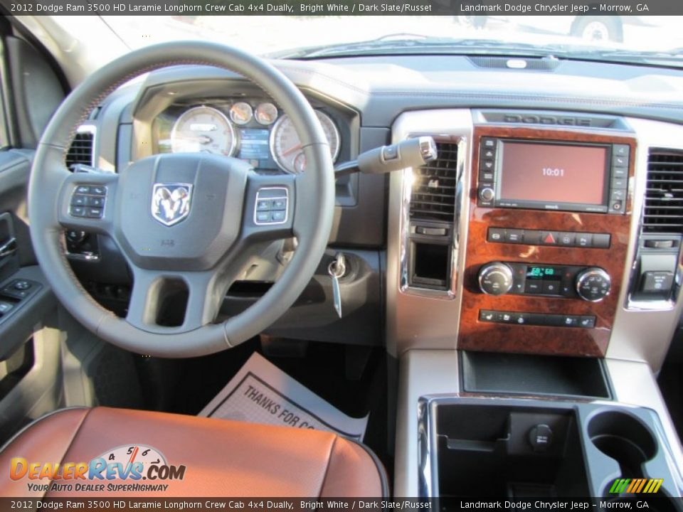 Dashboard of 2012 Dodge Ram 3500 HD Laramie Longhorn Crew Cab 4x4 Dually Photo #10