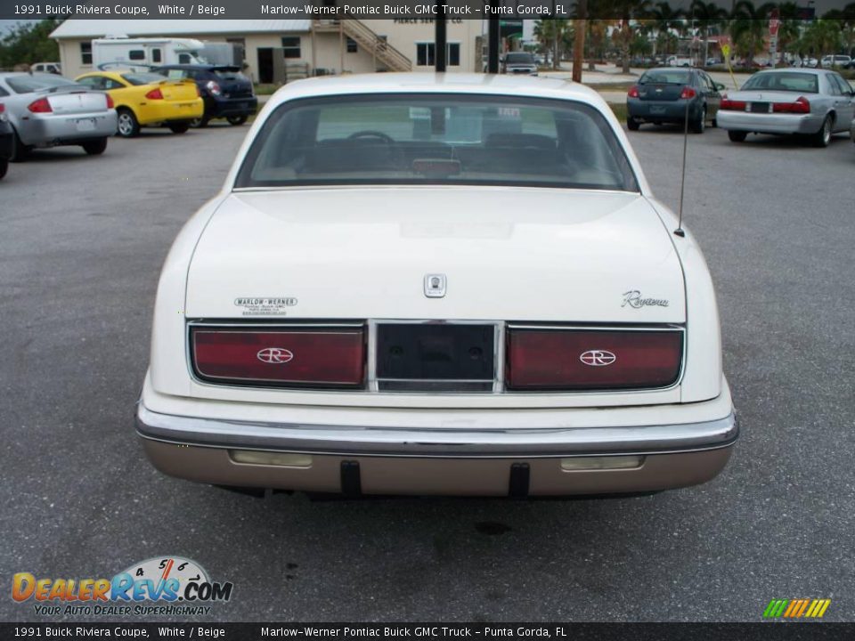 1991 Buick Riviera Coupe White / Beige Photo #6