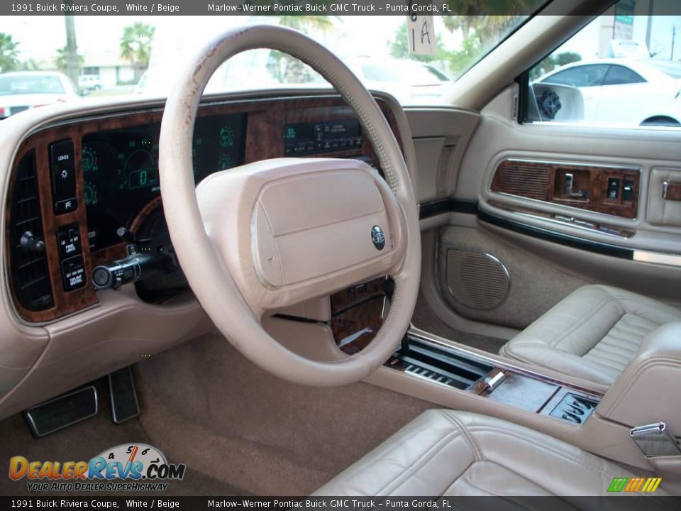 1991 Buick Riviera Coupe White / Beige Photo #20