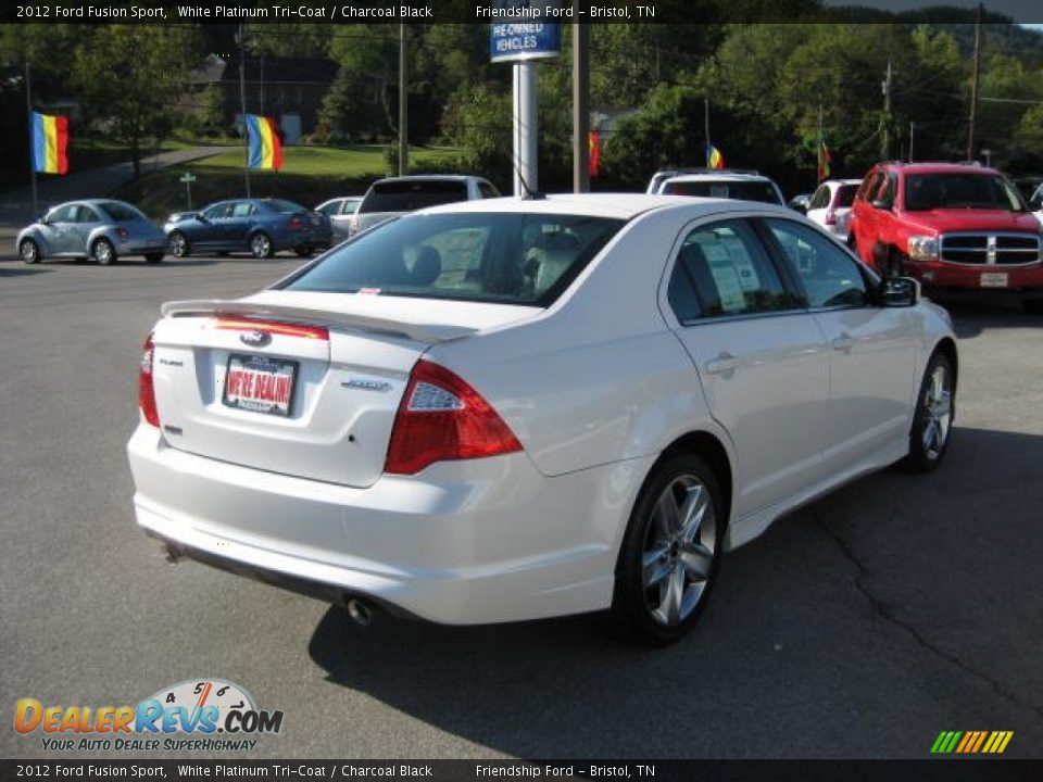 2012 Ford Fusion Sport White Platinum Tri-Coat / Charcoal Black Photo #6