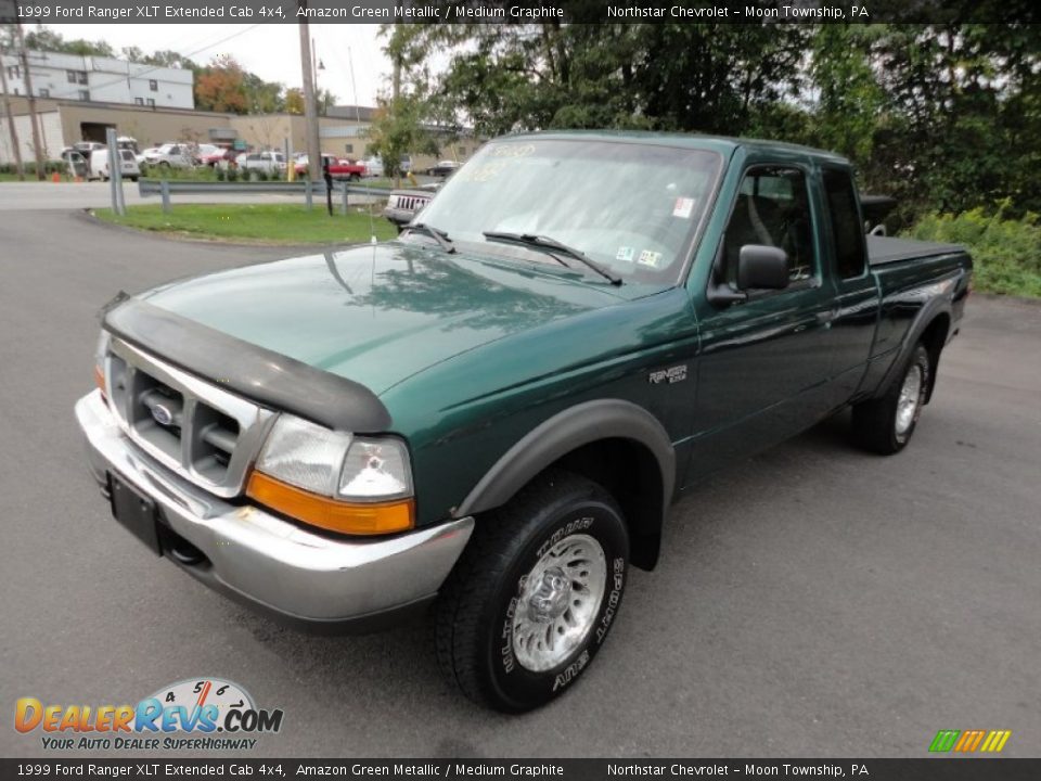 1999 Ford Ranger XLT Extended Cab 4x4 Amazon Green Metallic / Medium Graphite Photo #3