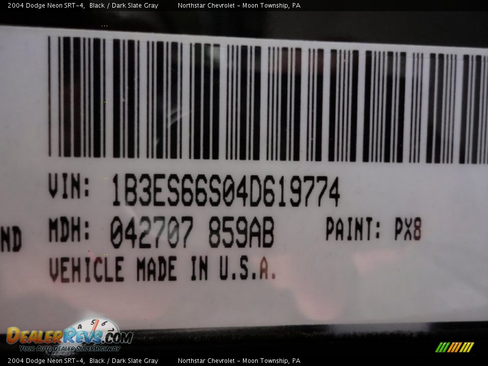 2004 Dodge Neon SRT-4 Black / Dark Slate Gray Photo #15