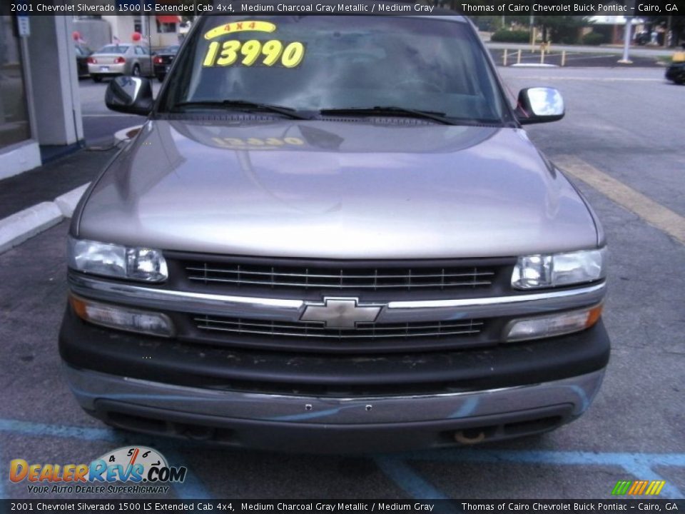 2001 Chevrolet Silverado 1500 LS Extended Cab 4x4 Medium Charcoal Gray Metallic / Medium Gray Photo #3