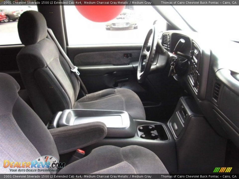 2001 Chevrolet Silverado 1500 LS Extended Cab 4x4 Medium Charcoal Gray Metallic / Medium Gray Photo #13