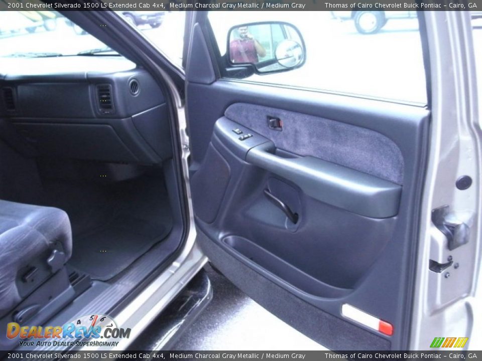 2001 Chevrolet Silverado 1500 LS Extended Cab 4x4 Medium Charcoal Gray Metallic / Medium Gray Photo #14