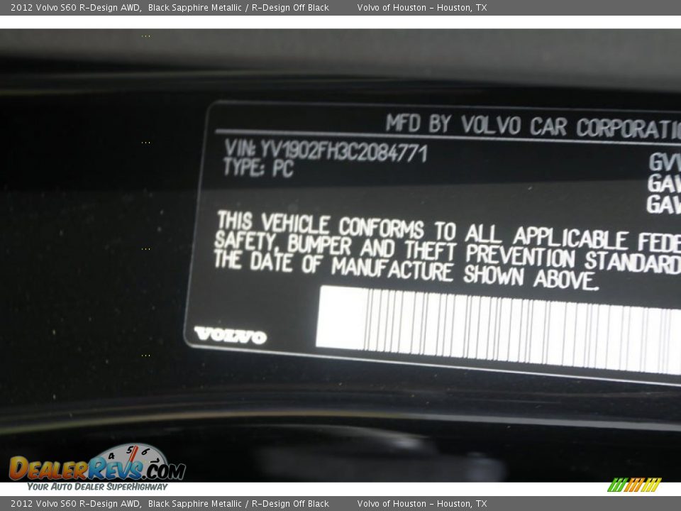 2012 Volvo S60 R-Design AWD Black Sapphire Metallic / R-Design Off Black Photo #7