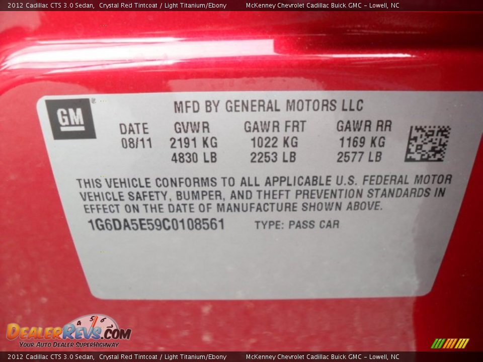 2012 Cadillac CTS 3.0 Sedan Crystal Red Tintcoat / Light Titanium/Ebony Photo #6